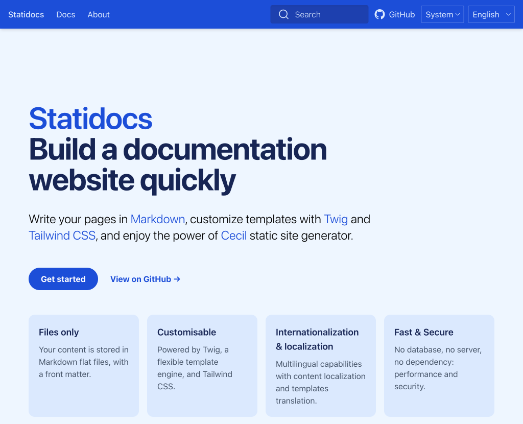 Build a documentation website quickly