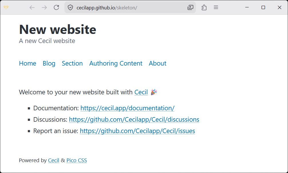 Example de nouveau site