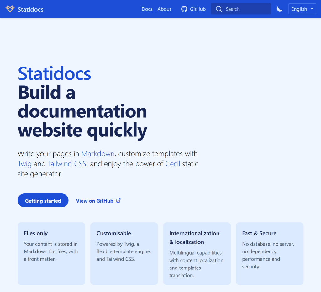 Build a documentation website quickly