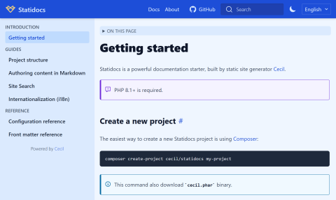 Build a documentation website quickly